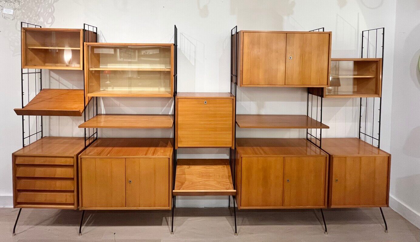 Modular wall unit on a stand by Silverschild Germany, 1950.