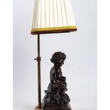 Table lamp, bronze with brown patina, 19th century