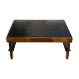 Brutalist Modernist Coffee Table in Black Grey Natural Stone by Carl Straub 1960s