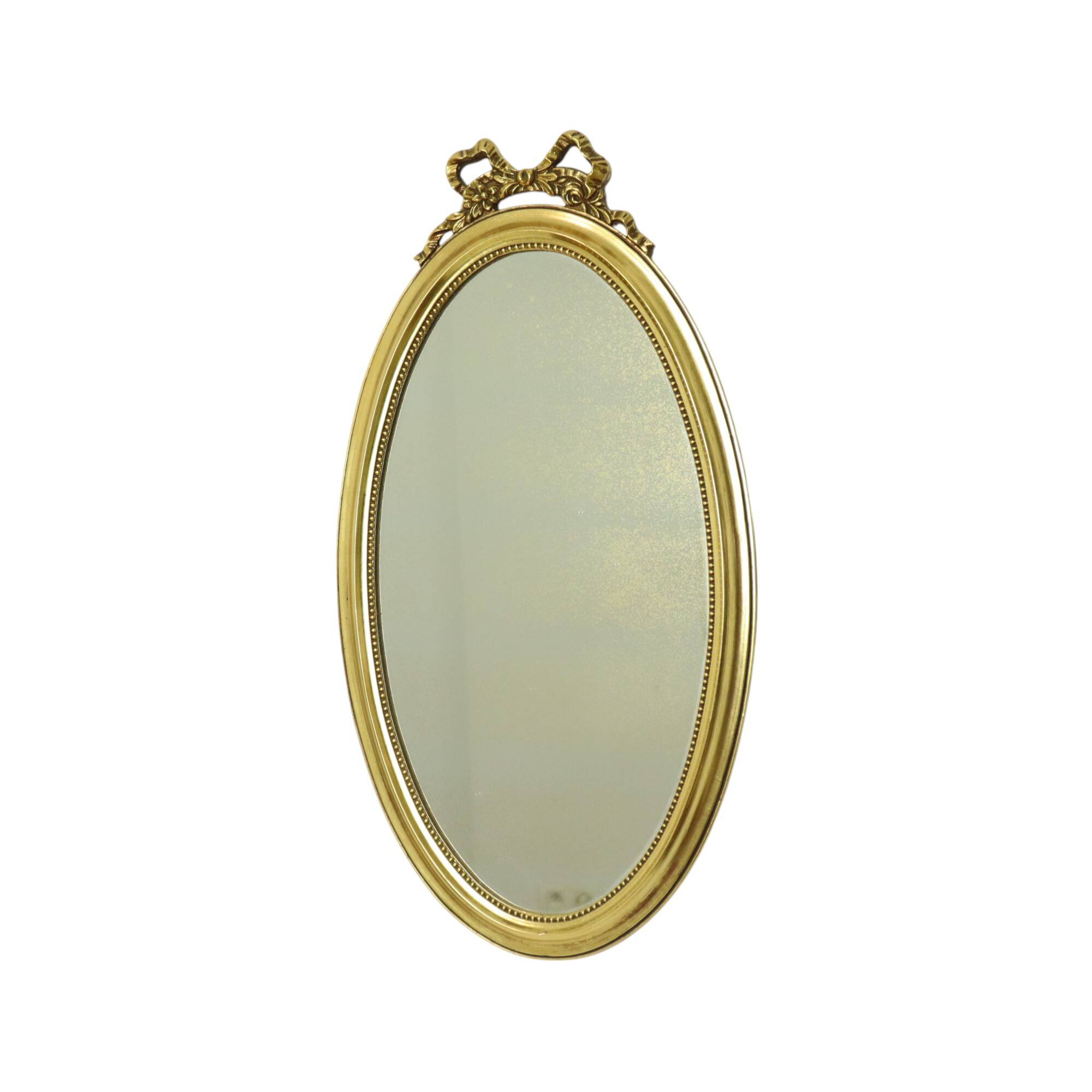 Miroir ovale classique doré à décor de ruban, France