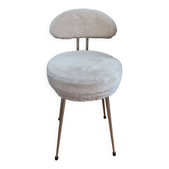 Vintage 1960s/70s Pelfran style chair – White faux fur & Metal