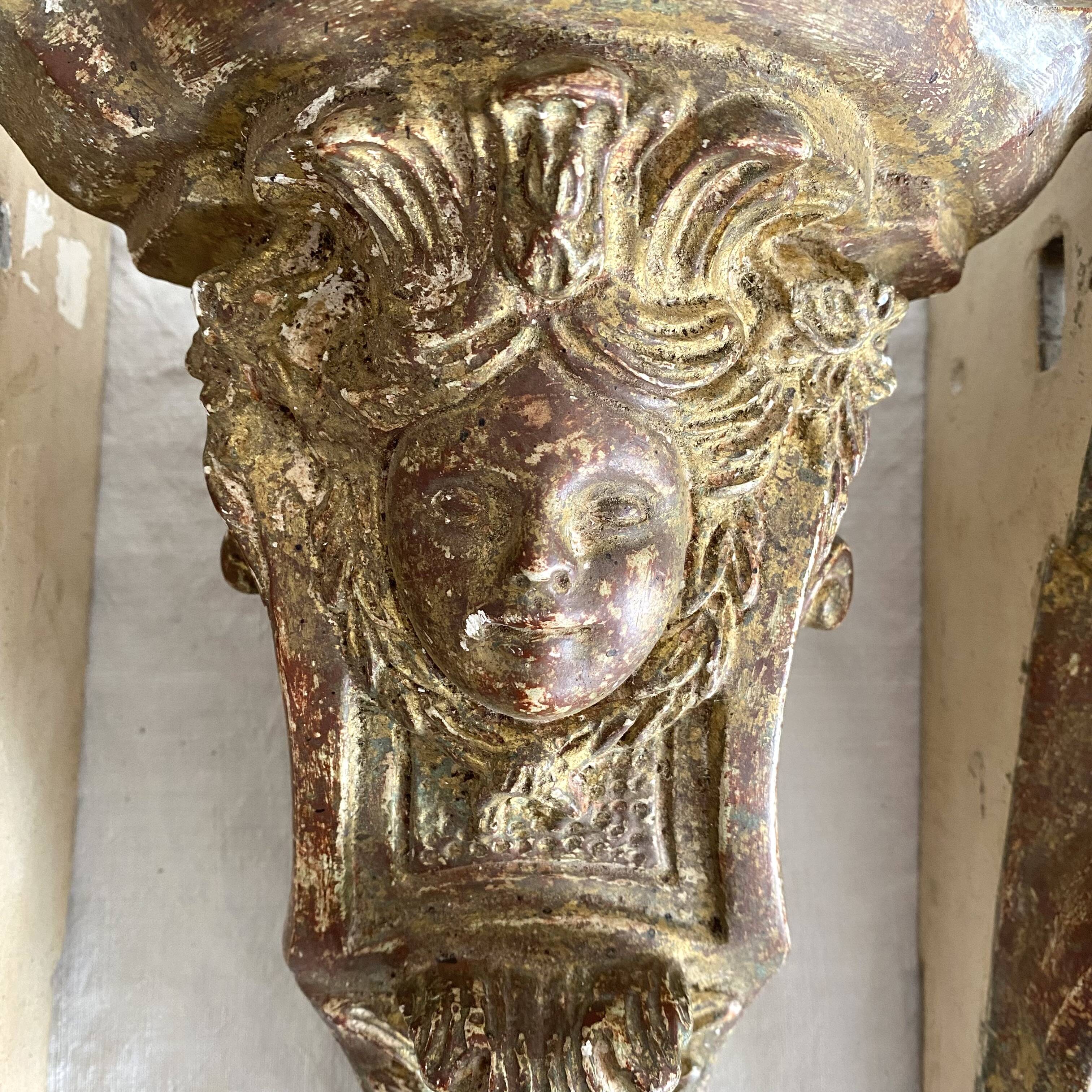 Baroque plaster corner consoles