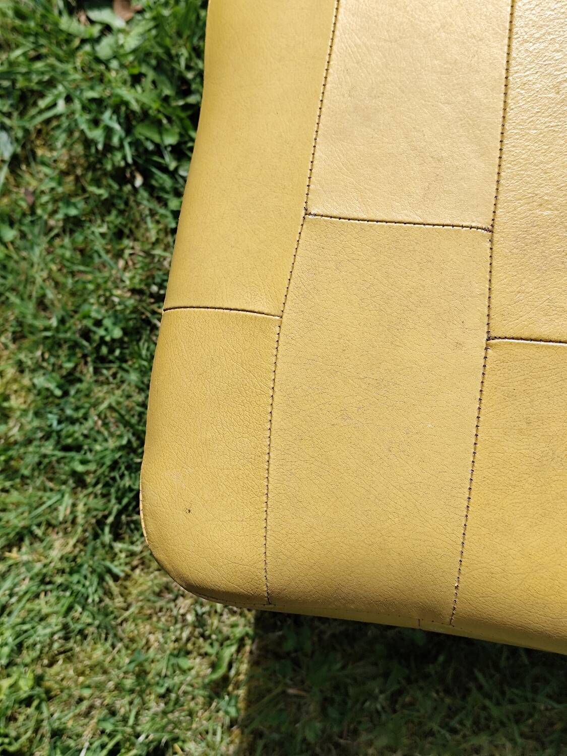 Pouf, cubic synthetic leather stool