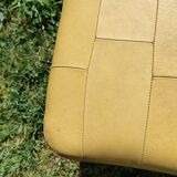 Pouf, cubic synthetic leather stool
