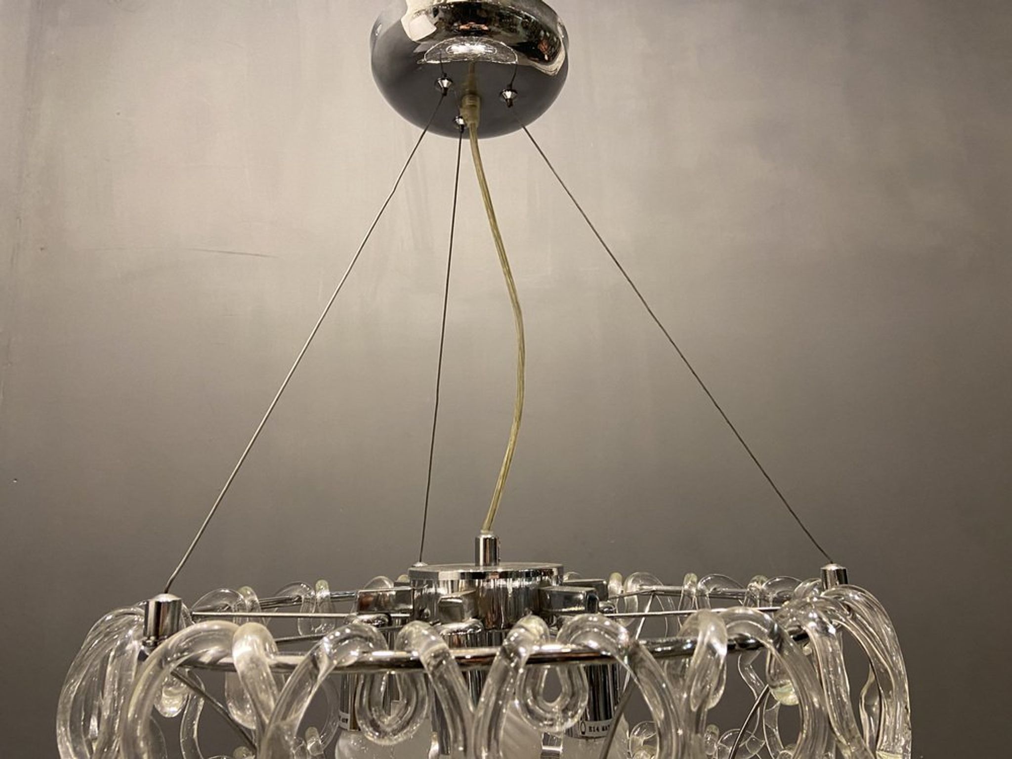 Murano glass chandelier by Angelo Mangiarotti Vistosi production