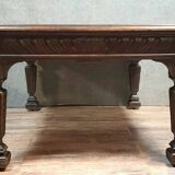 Important Renaissance style table in solid oak, circa 1850