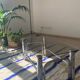 70s glass and chrome metal coffee table