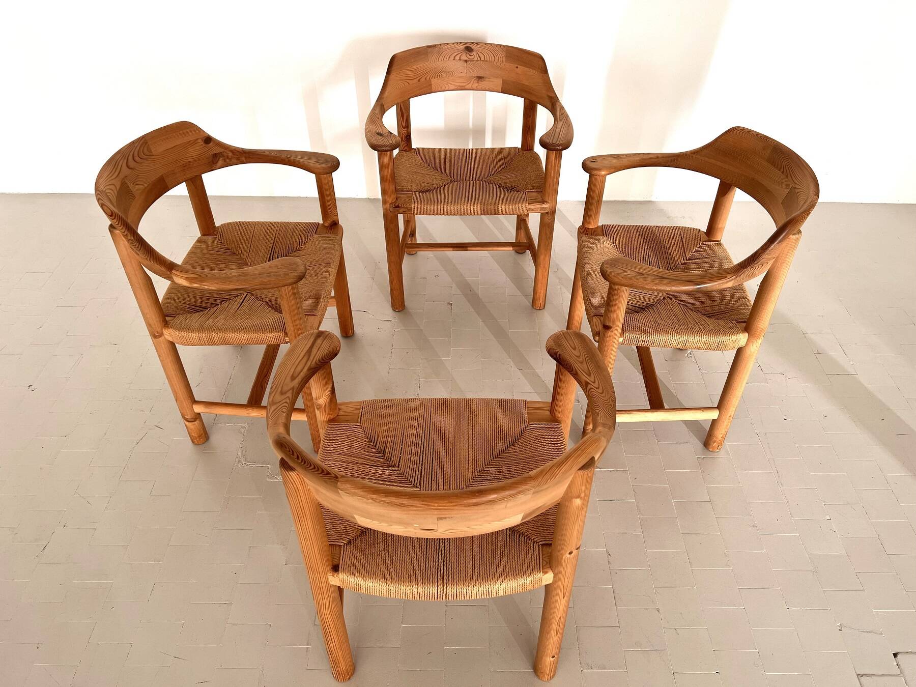 Rainer Daumiller Dining Chairs in Pine and Paper Cord, 1970s