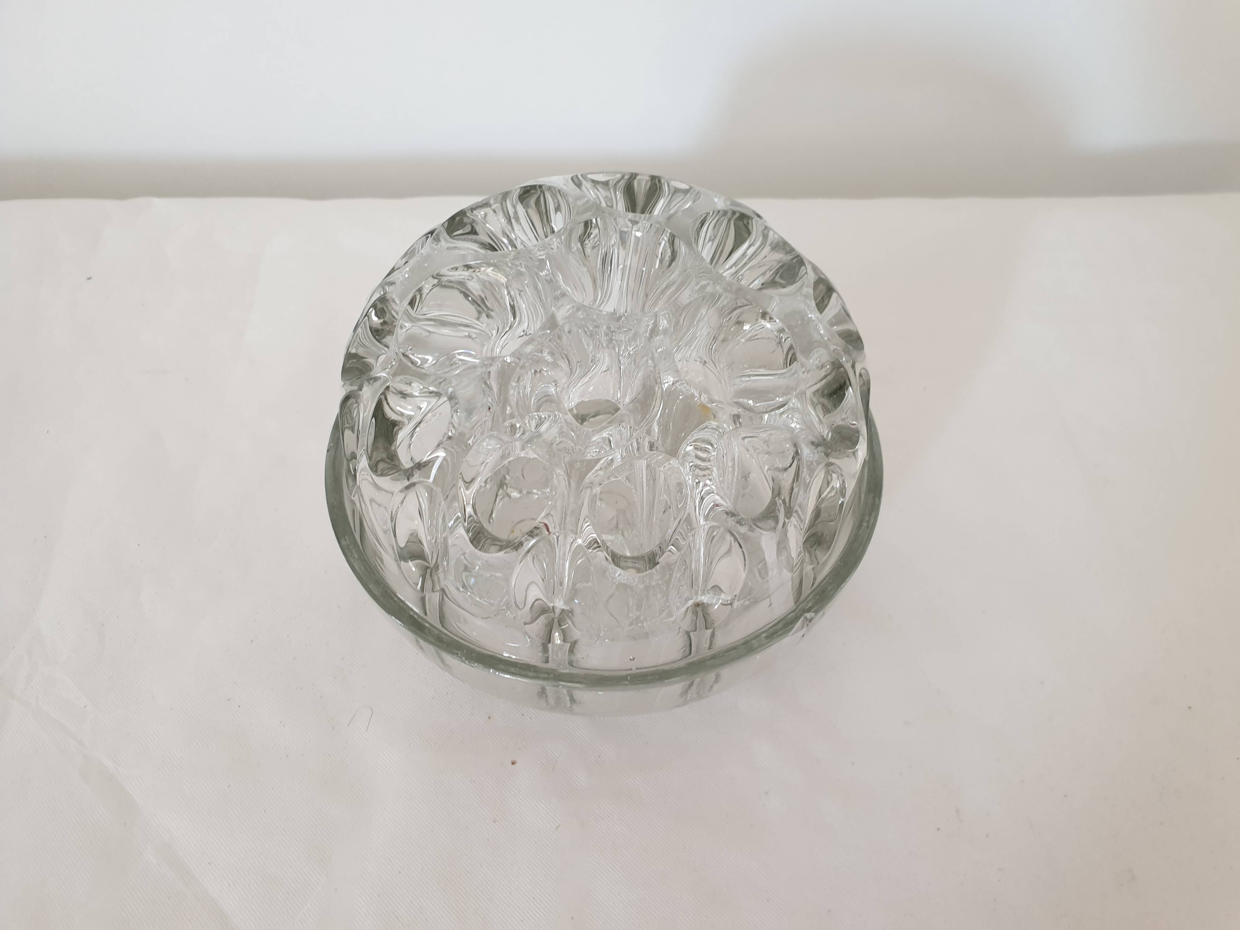 Vintage glass flower stand vase with 19 holes - Made in France
