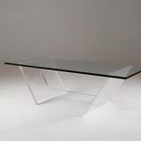 Plexiglas and glass coffee table "Les invisibles du marais", France 1980s