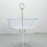 Vintage white metal and brass planter or basked, France 1960s