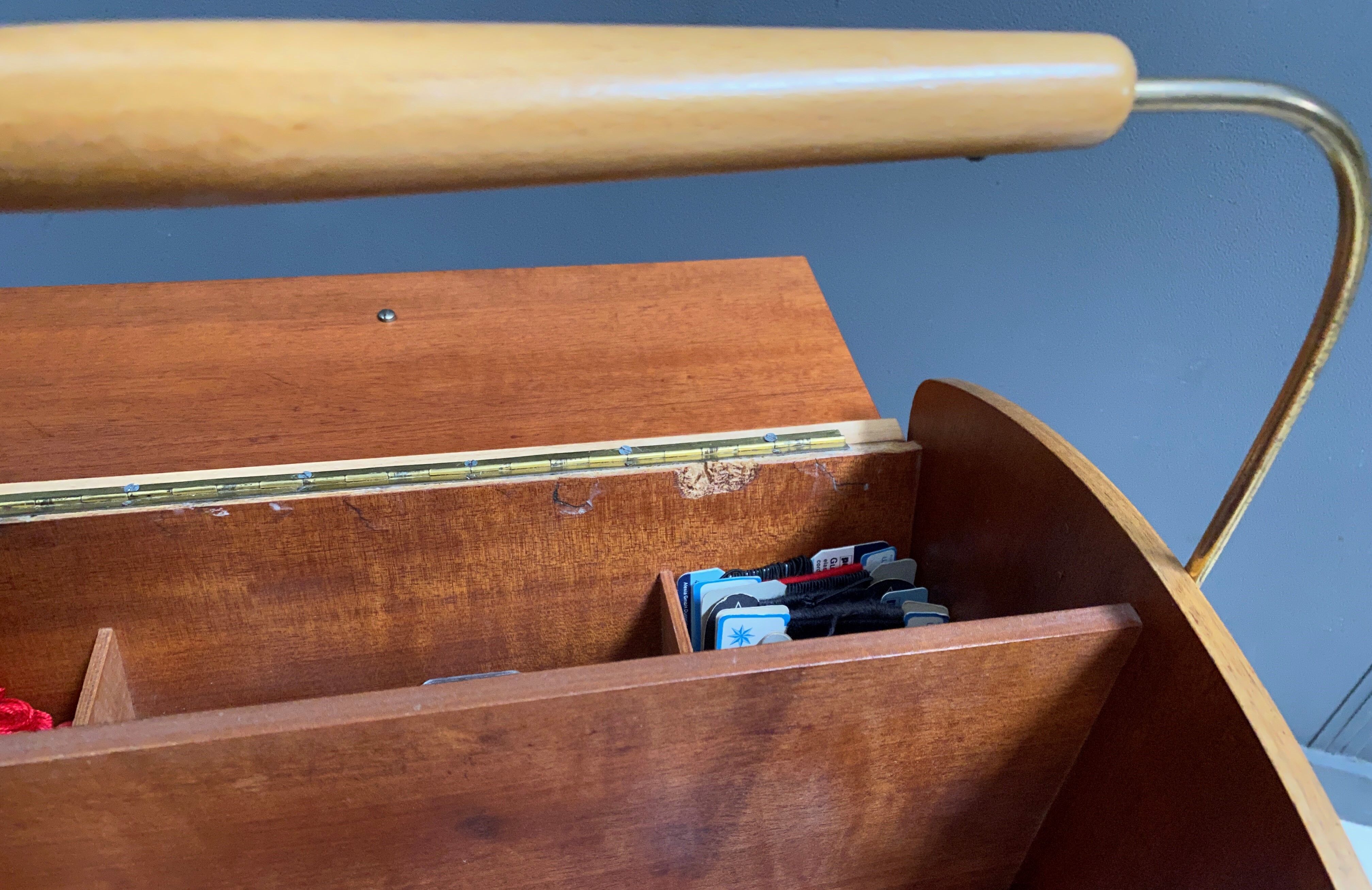 Sewing box on legs and wheels