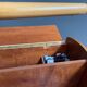 Sewing box on legs and wheels