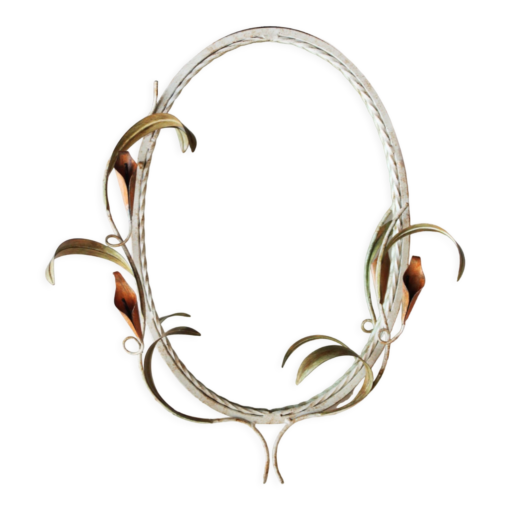 Wrought iron plant mirror Art Deco style, 1960