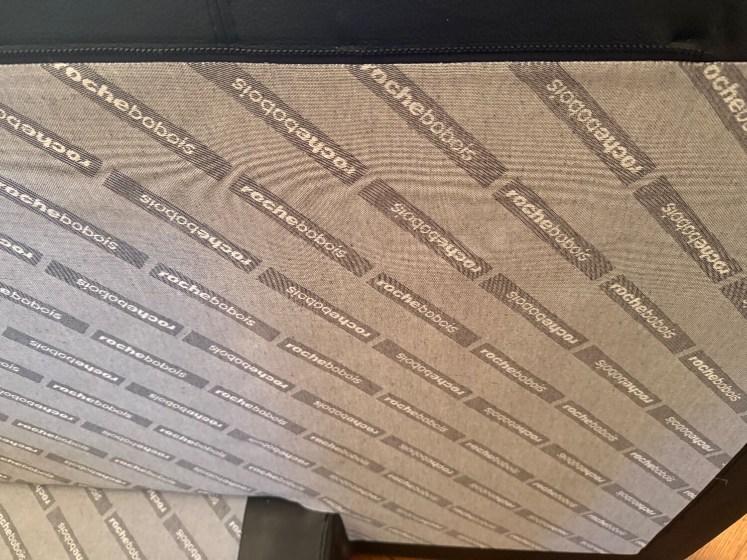 Canapé, cuir noir, Roche Bobois avec méridienne, canapé d’angle