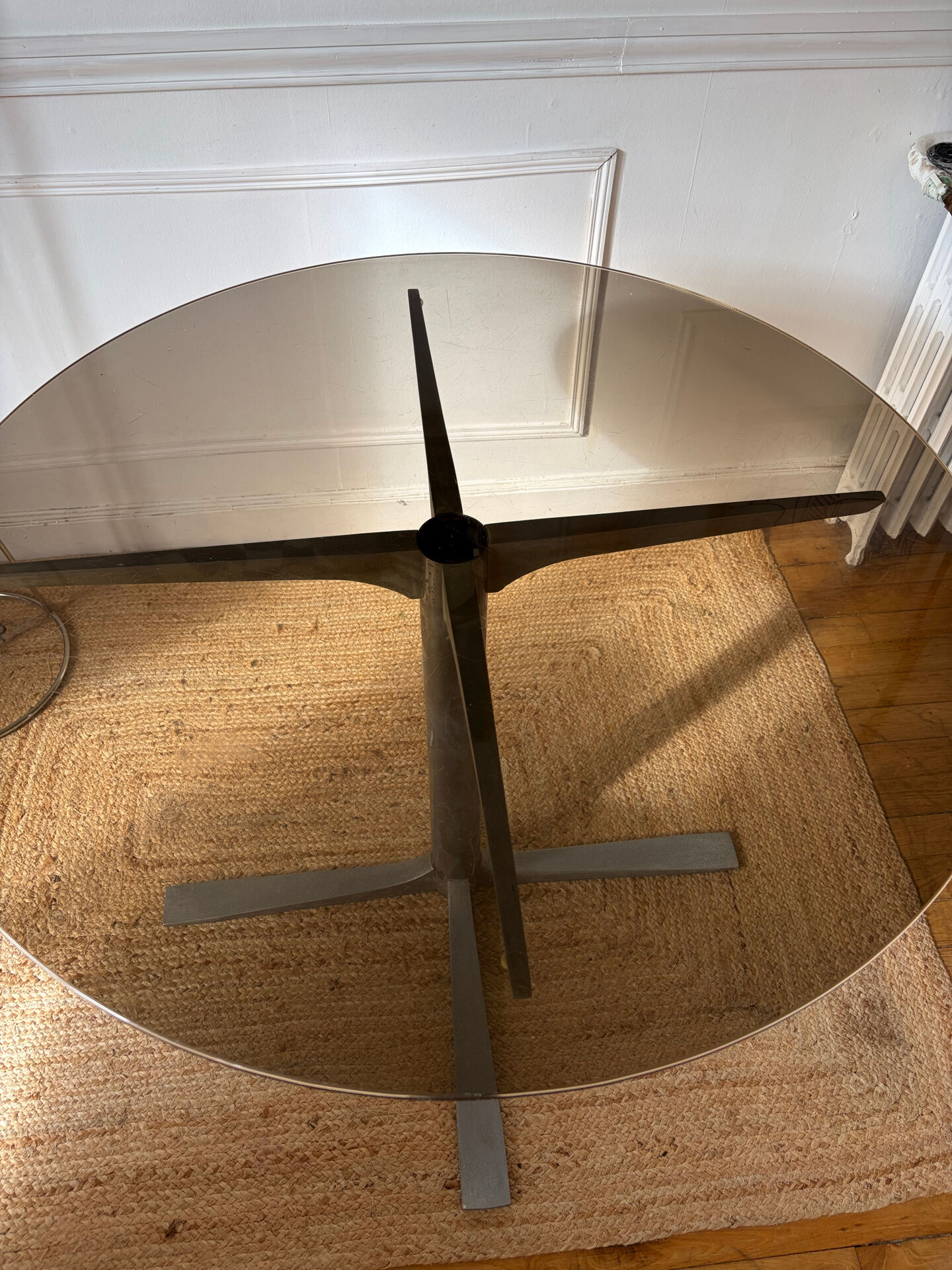 Dining table in metal and smoked glass Roche Bobois
