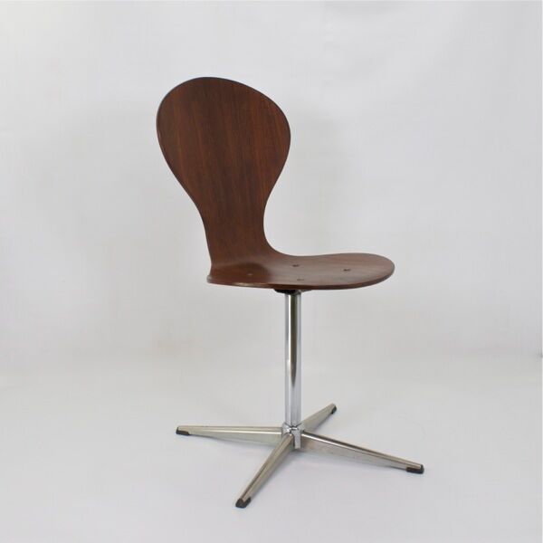 Vintage rotating chair in rosewood and chromed metal, 1950