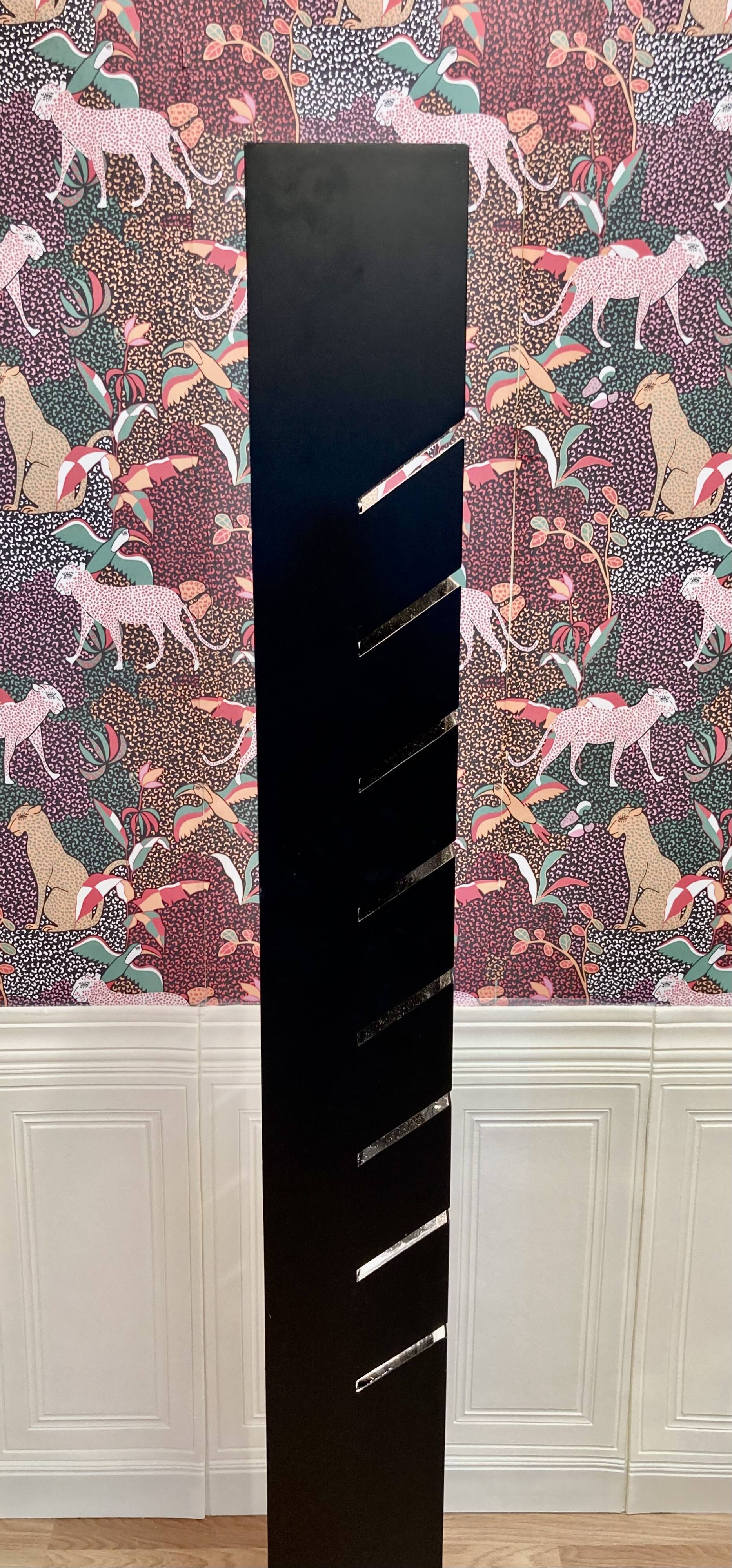 Black steel floor lamp