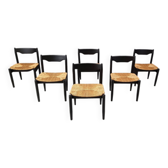 Mid century wicker dining chairs, 1960s - Belgium