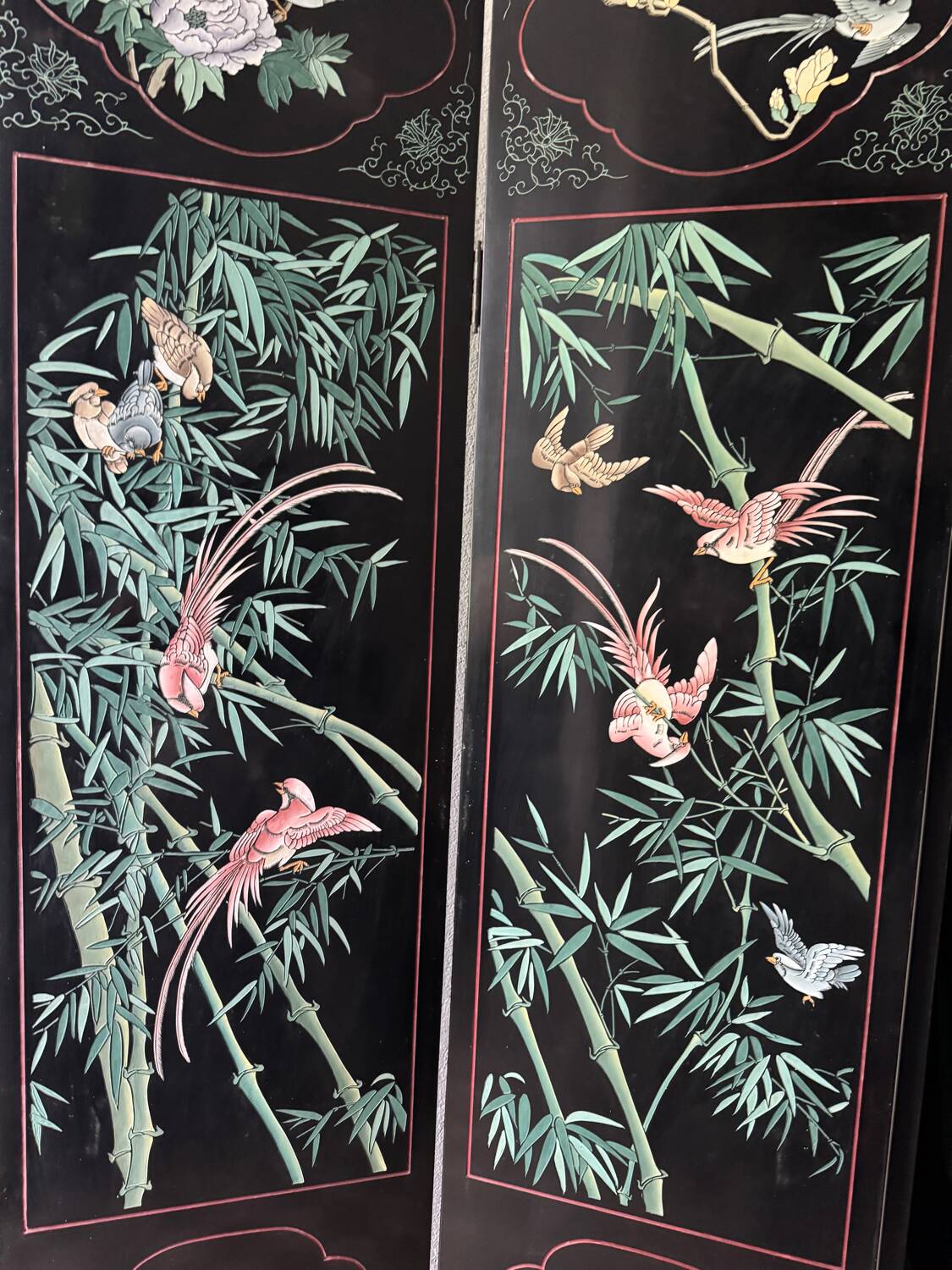 Antique Chinese lacquer screen