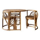 Rattan lounge set with built-in table and two chairs