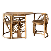 Salon rotin encastrable table et deux chaises
