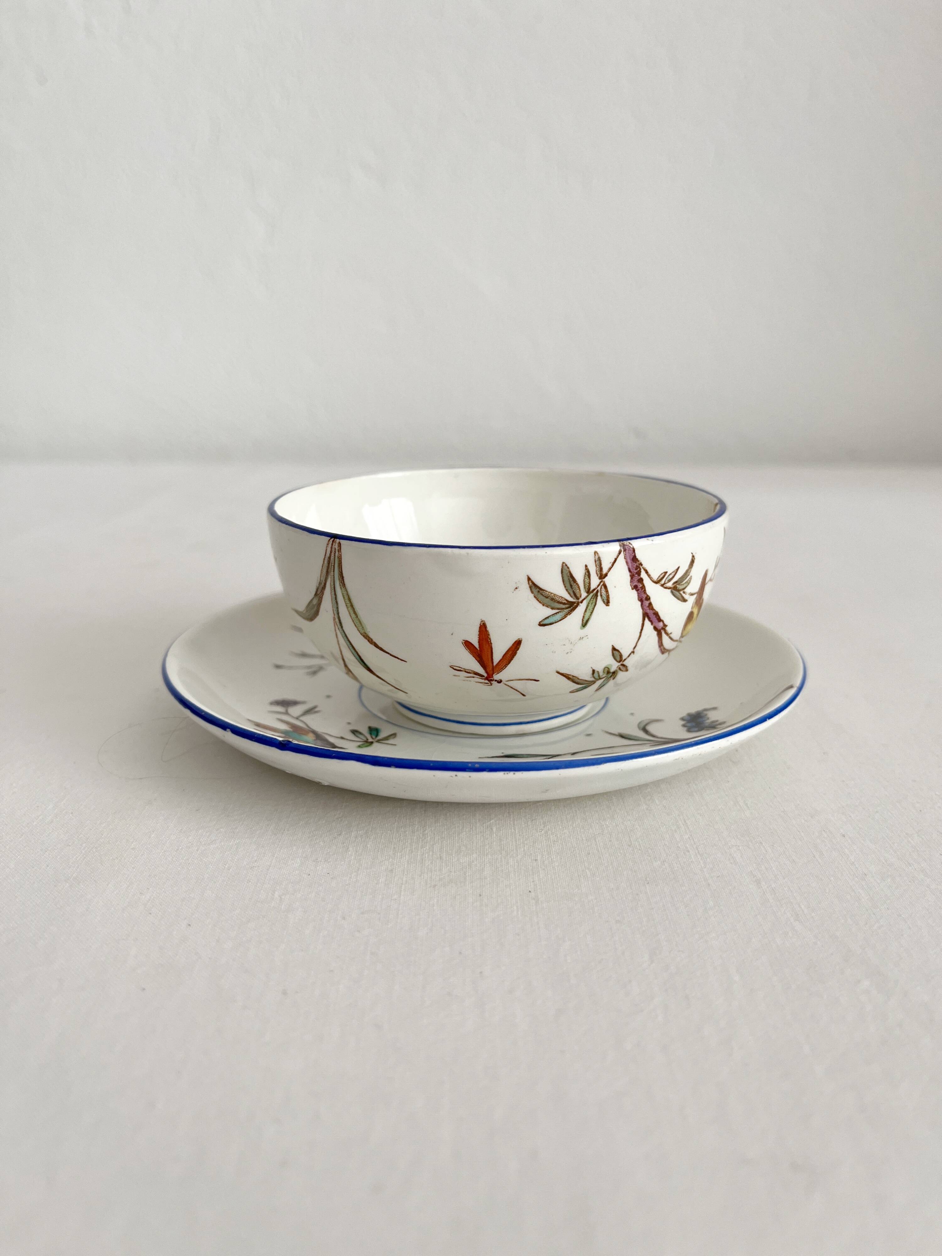 Polychrome ironstone cup "Nella" by Jules Veillard, Bordeaux (JVB)