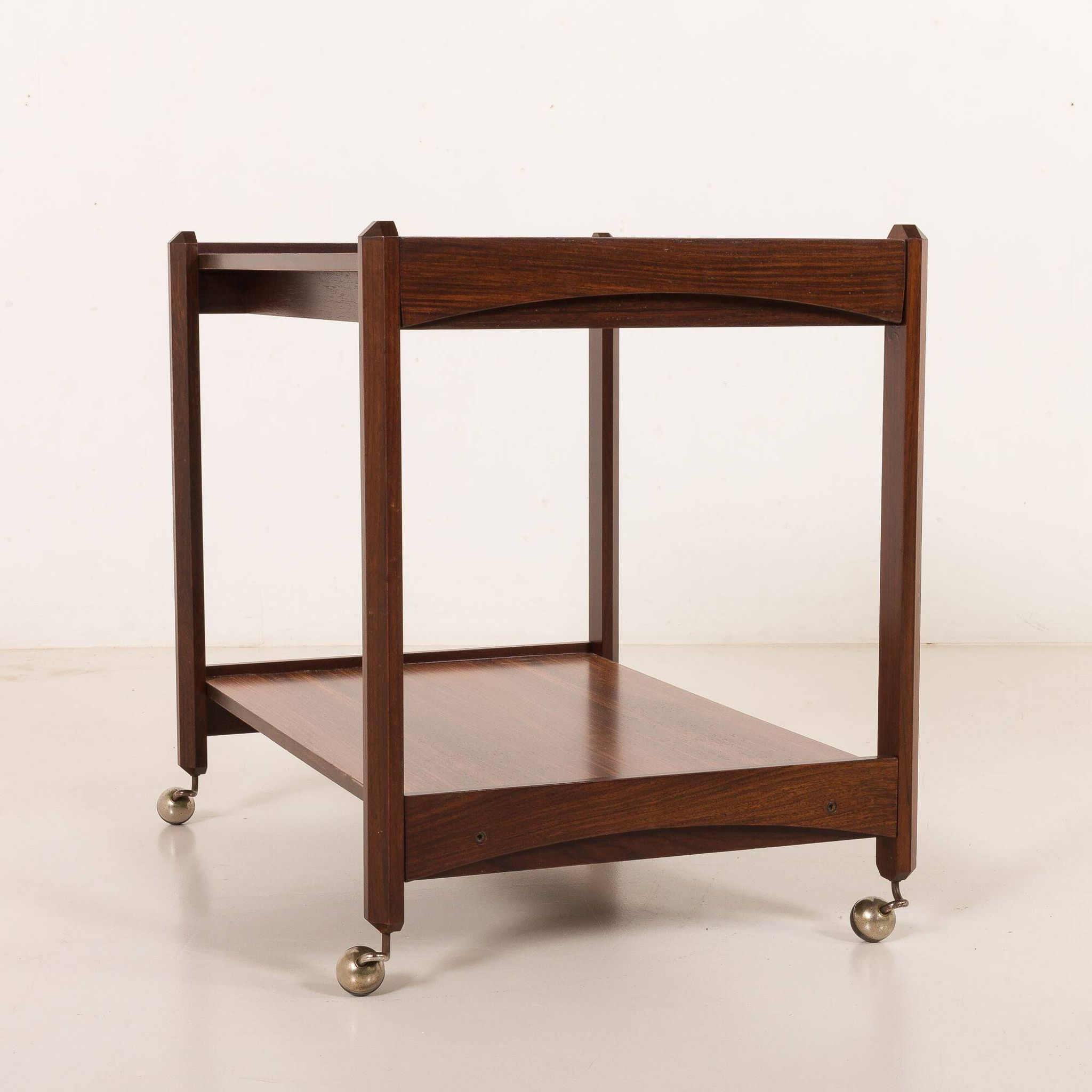 Italian mid century bar trolley, serving cart in rosewood, 1960s
