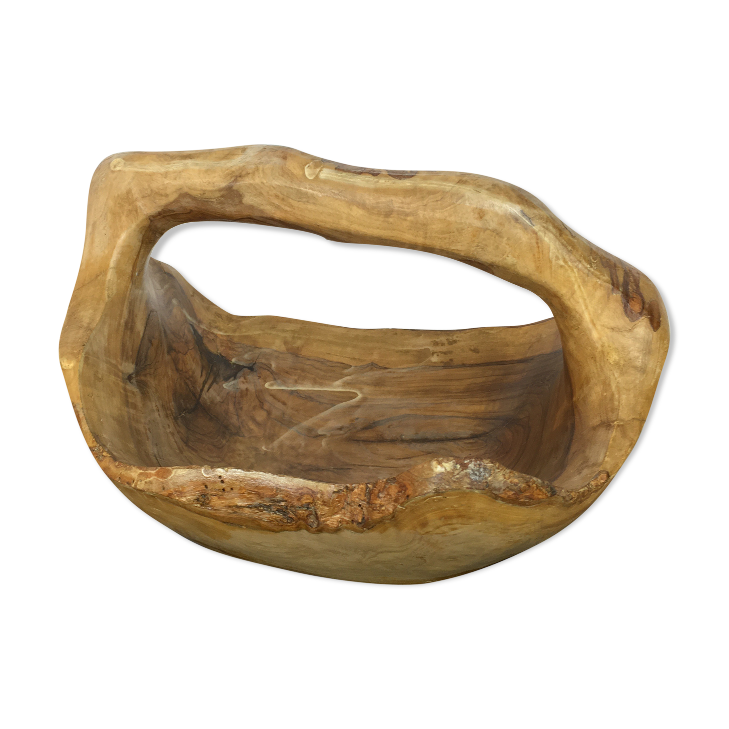 Brutalist olive wood basket