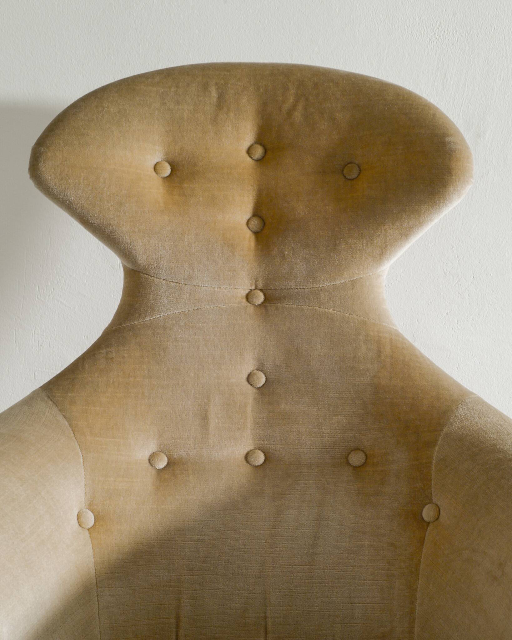 Vintage Swedish Armchair in Wood & Velvet by Kerstin Hörlin-Holmquist 1950s