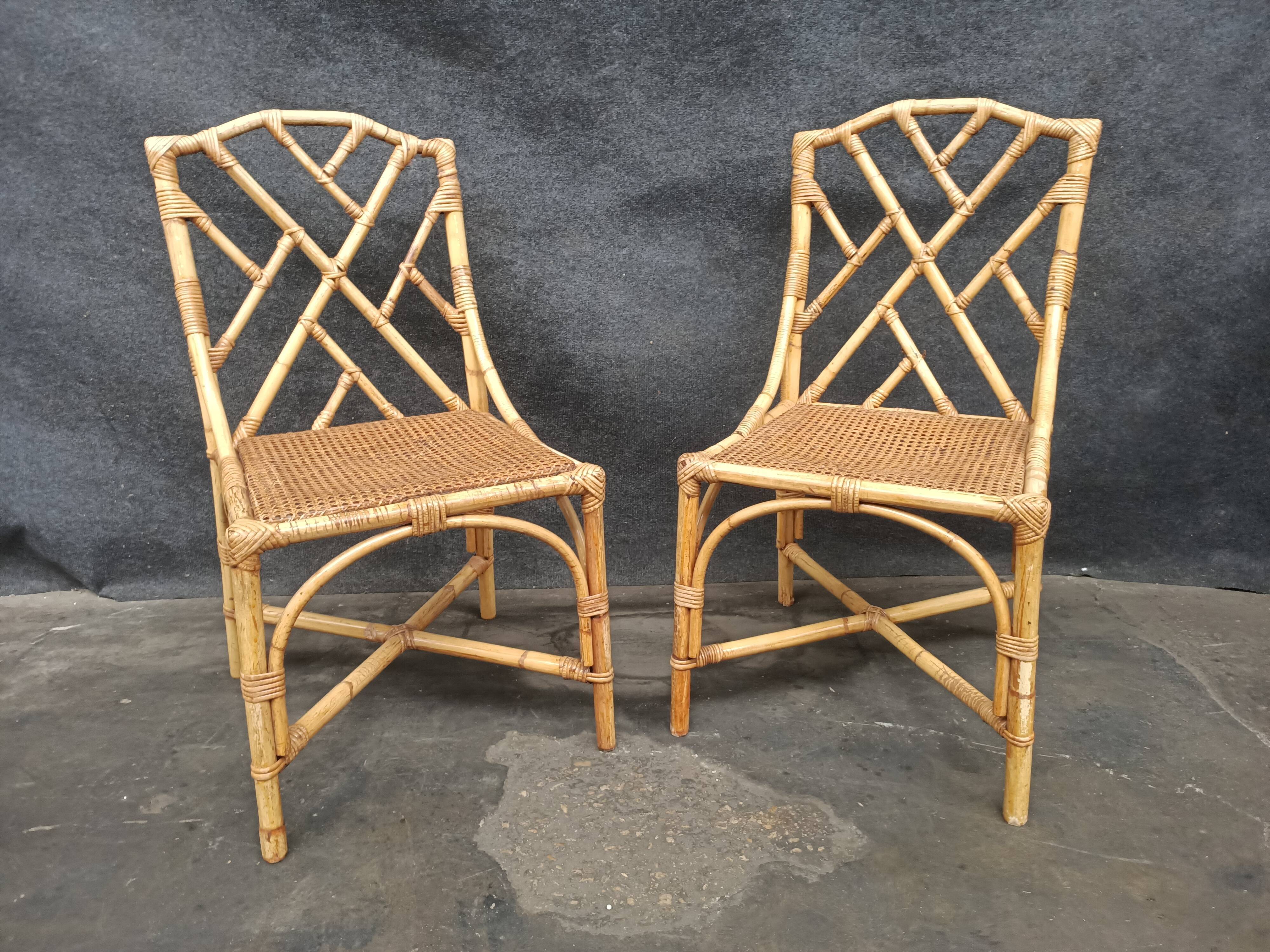 Pair of rattan chairs Italian work