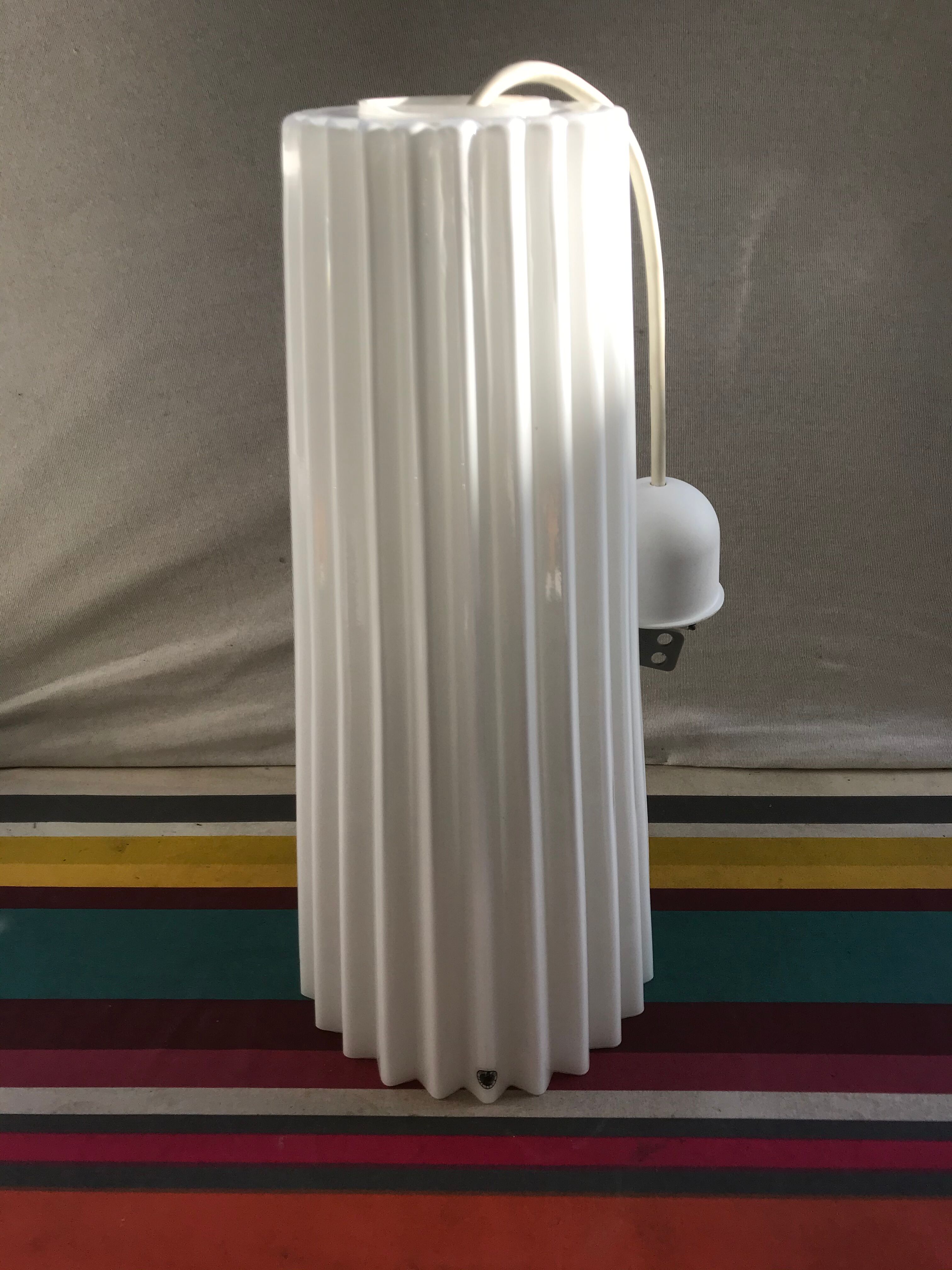 Former scandinavian design hanging opaline white draped made vintage hand