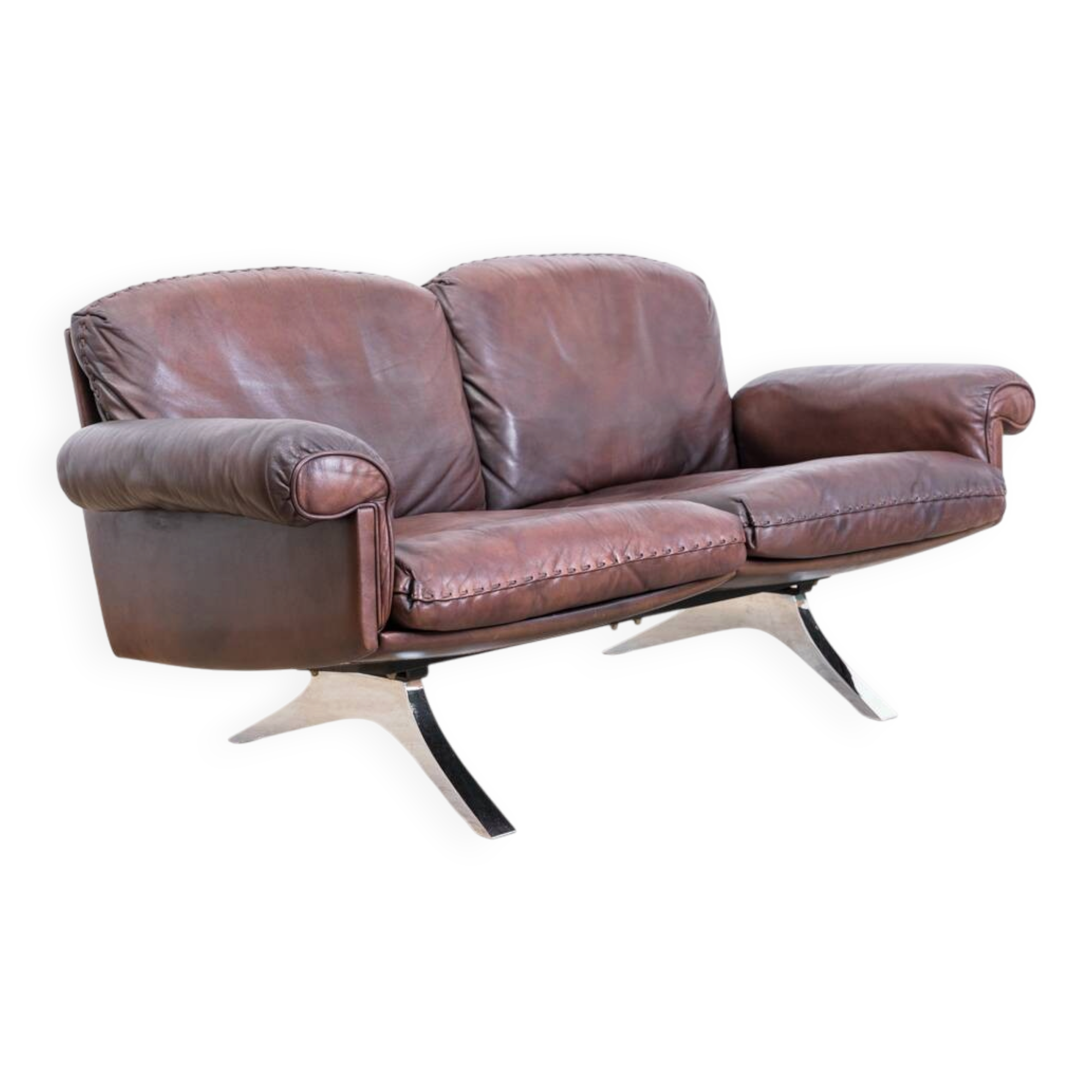 Brown leather 2-seater sofa by De Sede, model DS 31, vintage 1960s.