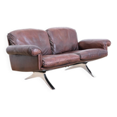 Canapé 2 places en cuir marron de De Sede, modèle DS 31, vintage années 196
