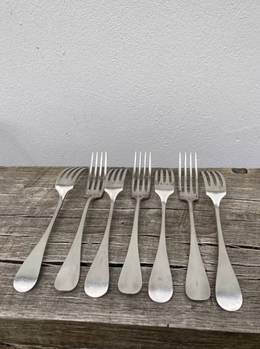 6 Christofle forks in silver metal Christofle model Fidélio Baguette