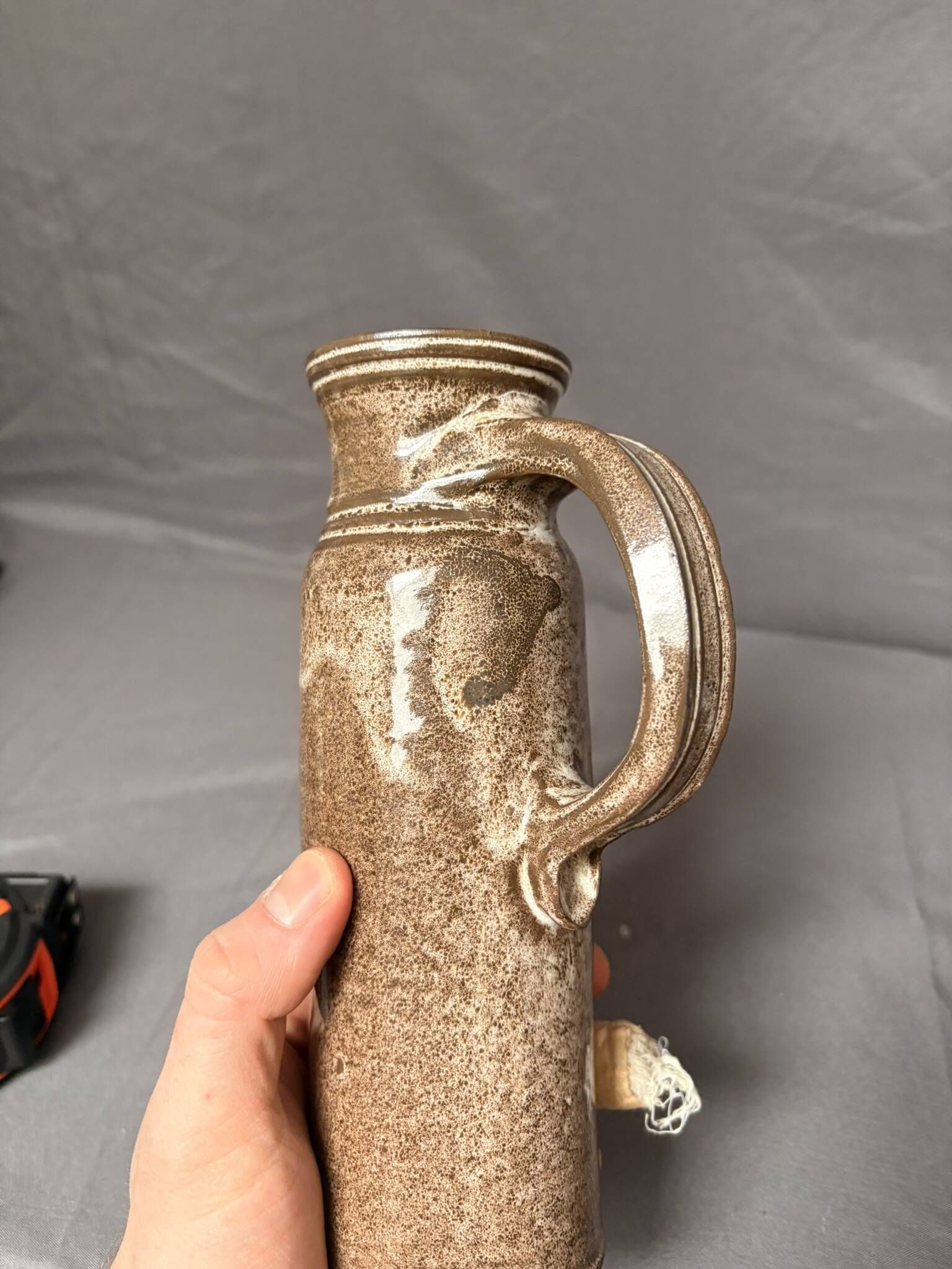 Vintage Signed Madelaine Jolly 1950 Enamelled Ceramic Pitcher Jug