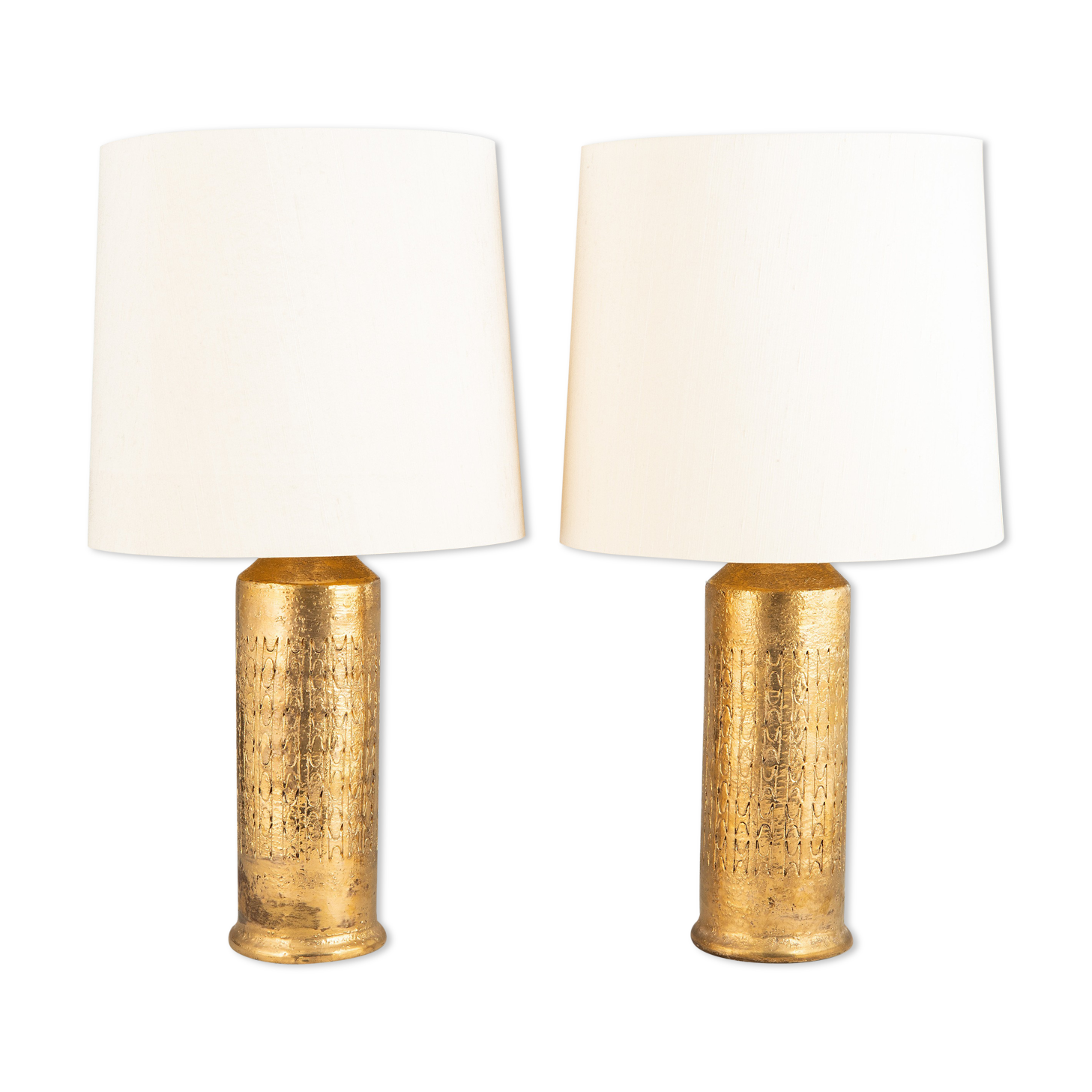 Paire de lampes en céramique Bitossi à glaçure dorée, Italie, 1970