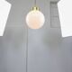 Big Mid-Century Italian Opaline & Brass Globe Pendant Lamp
