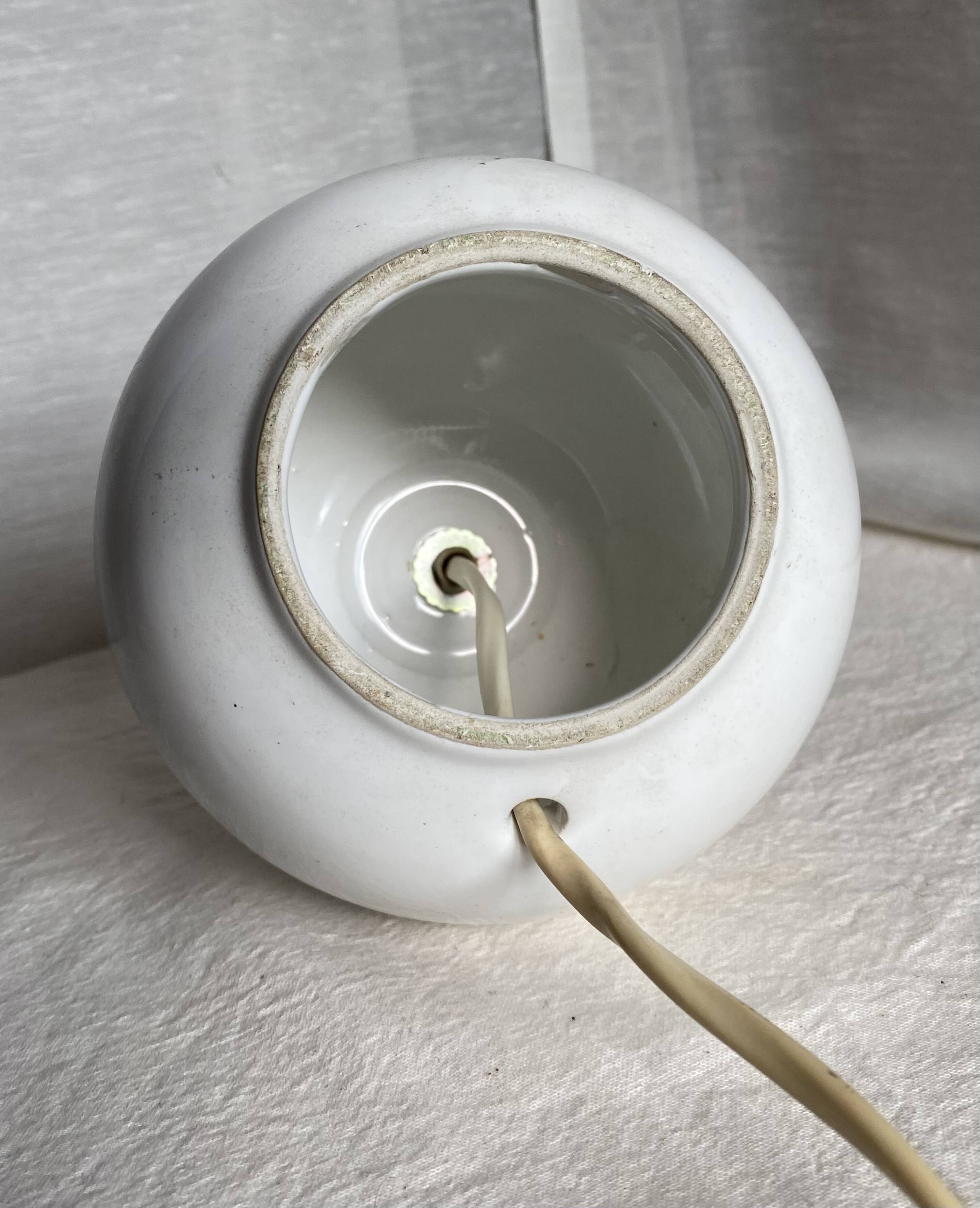 Vintage white earthenware ball lamp