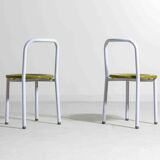 Set of four Italian postmodern metal chairs with sculpted seats, 1980s