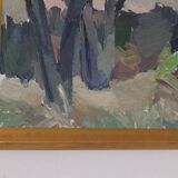 Mid Century Swedish Oil on Panel – “Abstract Woodland” by Bengt Crantz