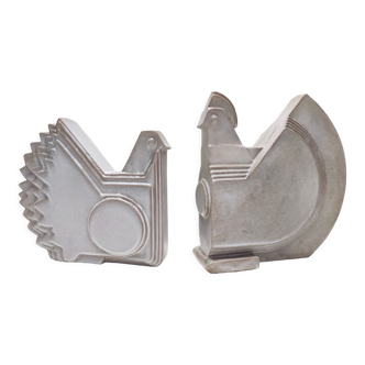 Pair of glazed ceramic chickens by Alessio Tasca Italy