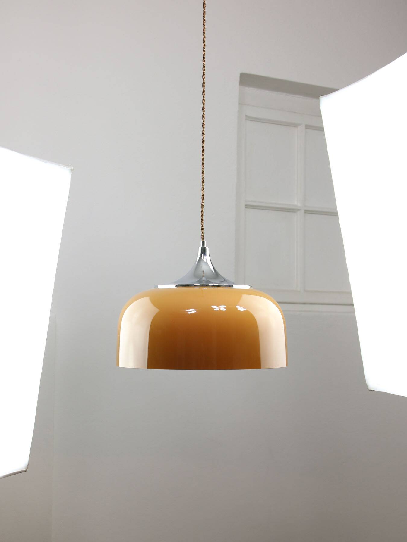 Space Age Brown Pendant Lamp from Guzzini, 1960s