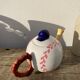 Teapot in white ceramic baseball