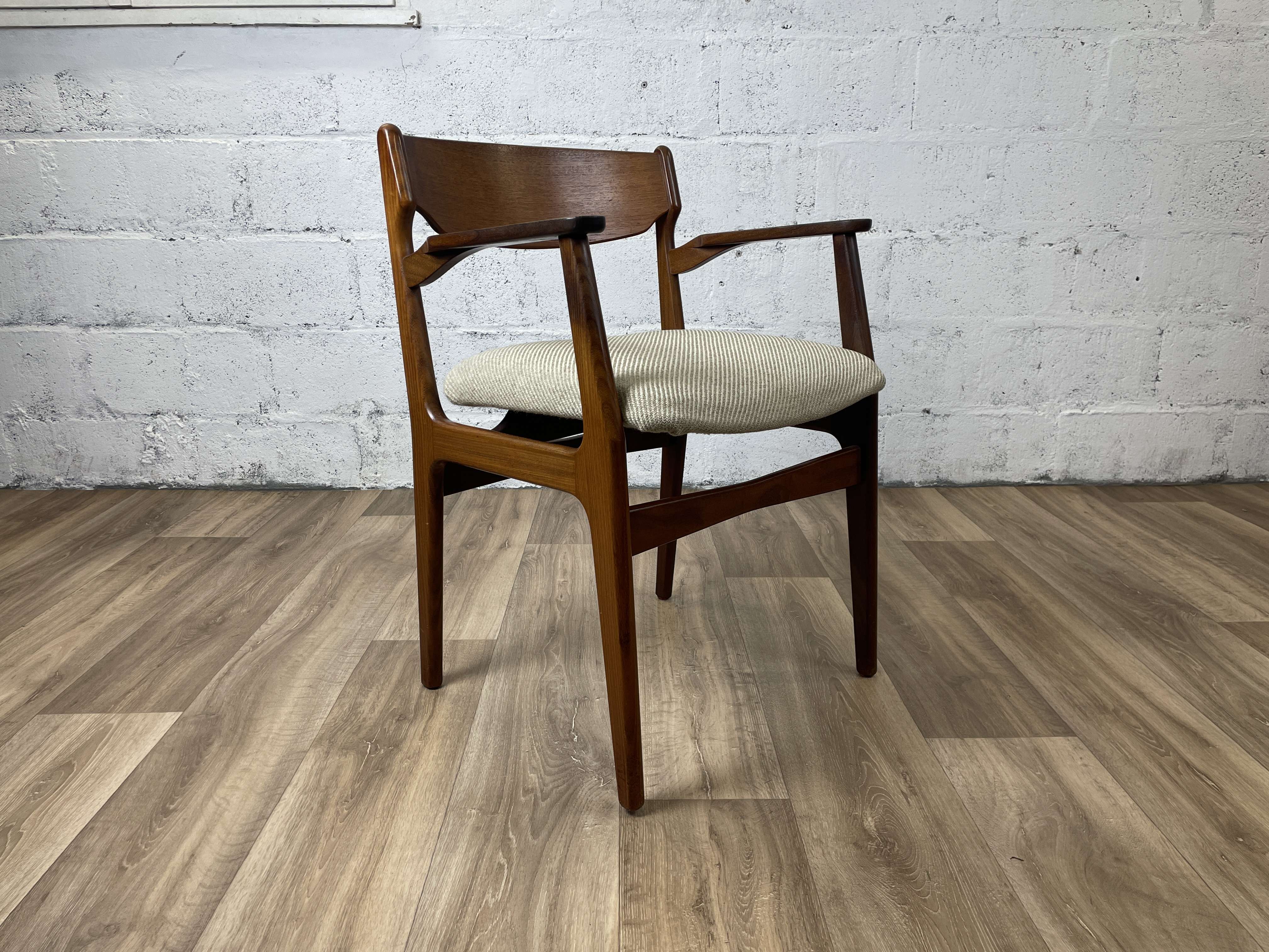 Vintage Scandinavian armchair in teak and grey fabric, 60s