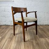 Vintage Scandinavian armchair in teak and grey fabric, 60s