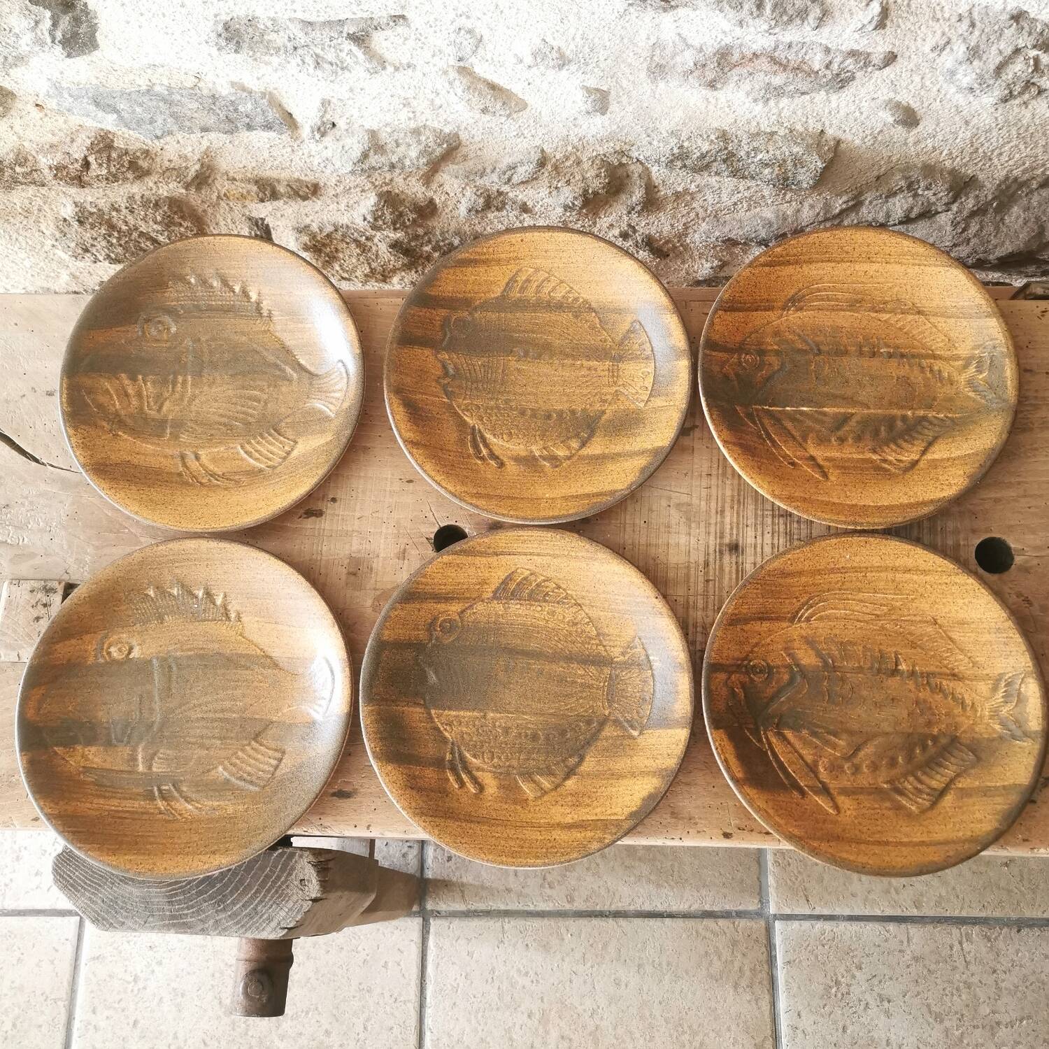 6 fish plates Longchamp Chantilly by Robert Picault