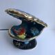 Petite lampe coquillage bleu et poissons signée vallauris années 1970