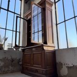 Old XL Napoleonic oak glass bookcase, 19th century