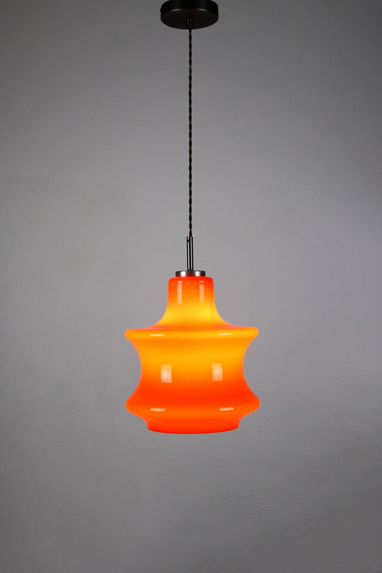 Mid-century orange glass pendant lamp